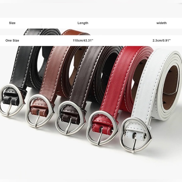 ❤️Heart Fashion Heart Buckle Belt- Red Faux Leather Love Heart Cutout Belt Y2K - Picture 3 of 4